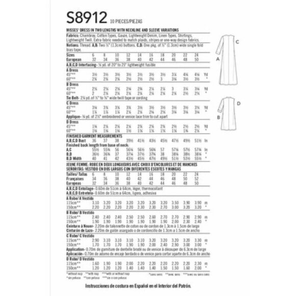 Simplicity Dress Sewing Pattern S8912 Misses 6-14 Lengths and Applique Option - Picture 2 of 7